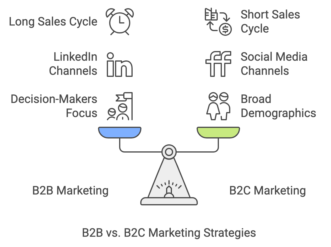 B2B vs B2C digital marketing strategies - infographic